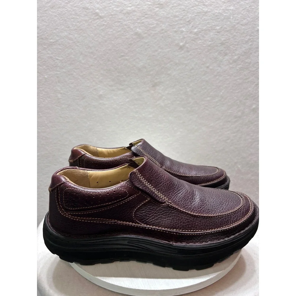 Drew Bexley II Burgundy Pebble Grain Leather Slip On Shoes Mens 9.5M 43000-60-12